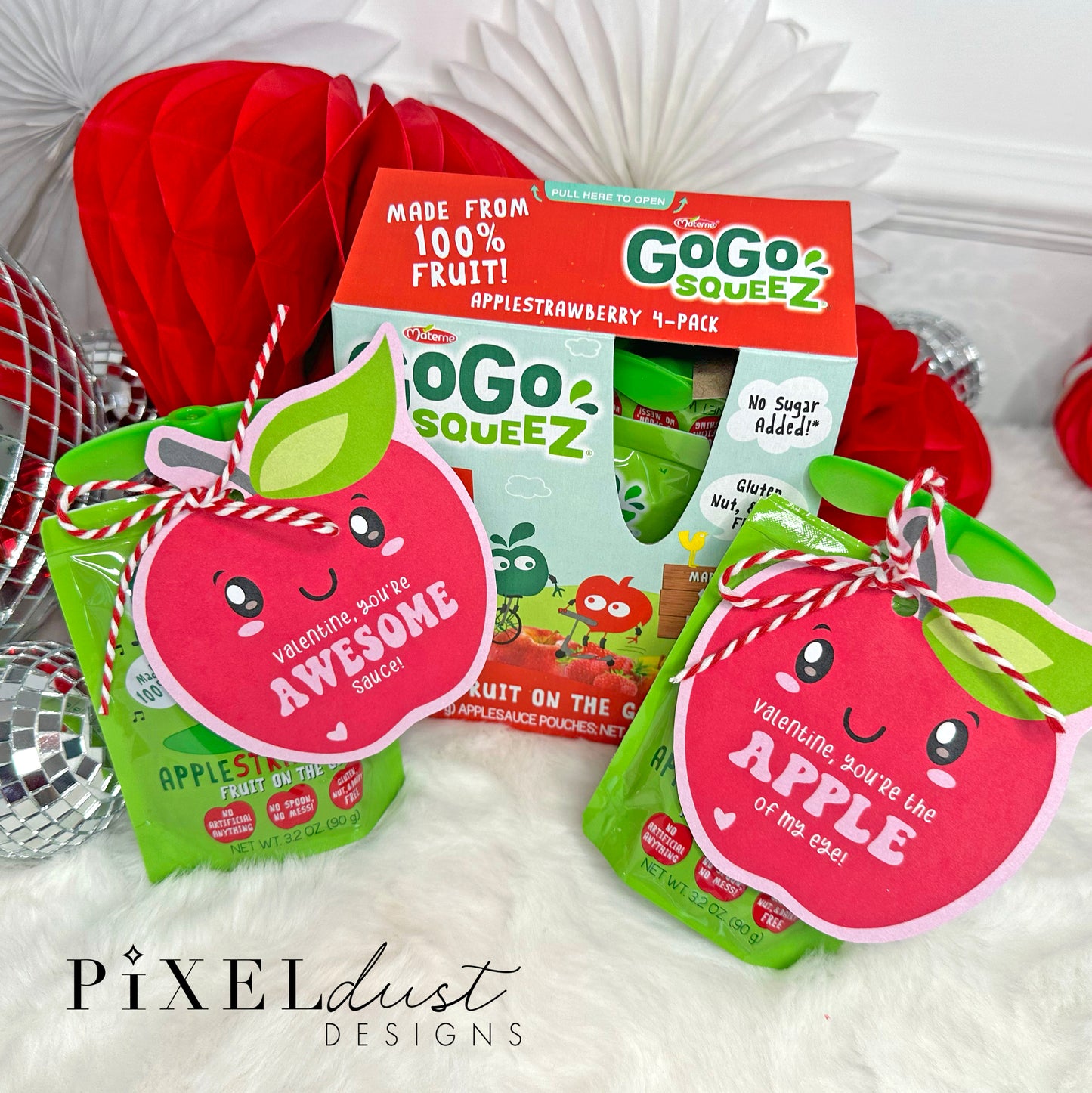 Apple Printable Valentine Cards for Kids and Toddlers - Applesauce Valentines
