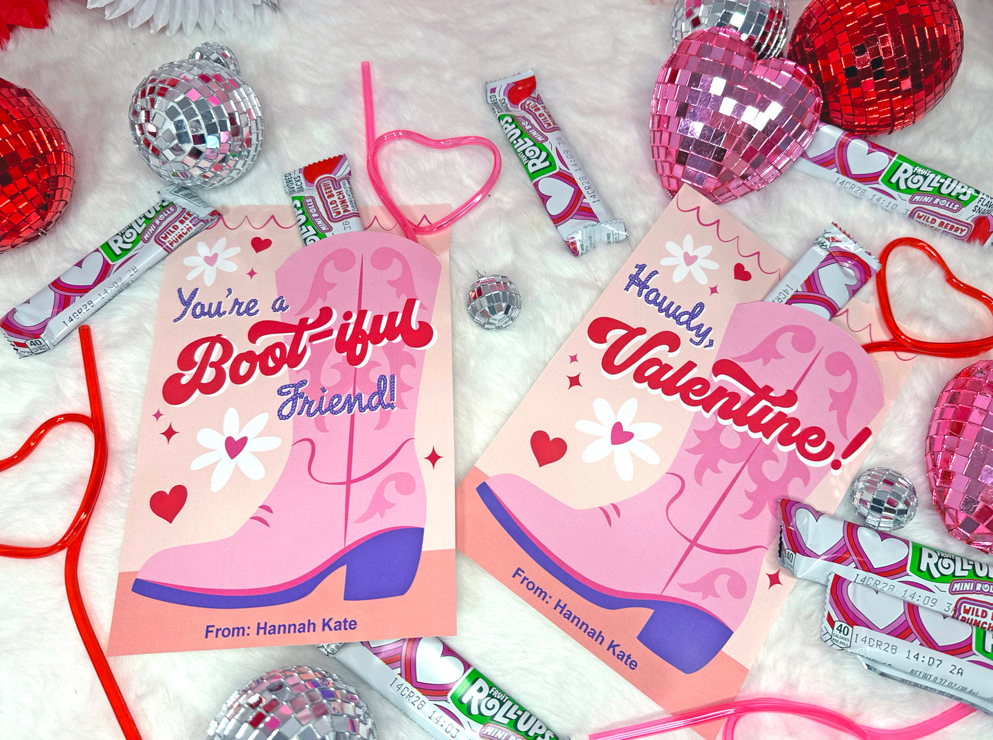 Cowgirl Boot Valentine Treat Holder Printable Cards