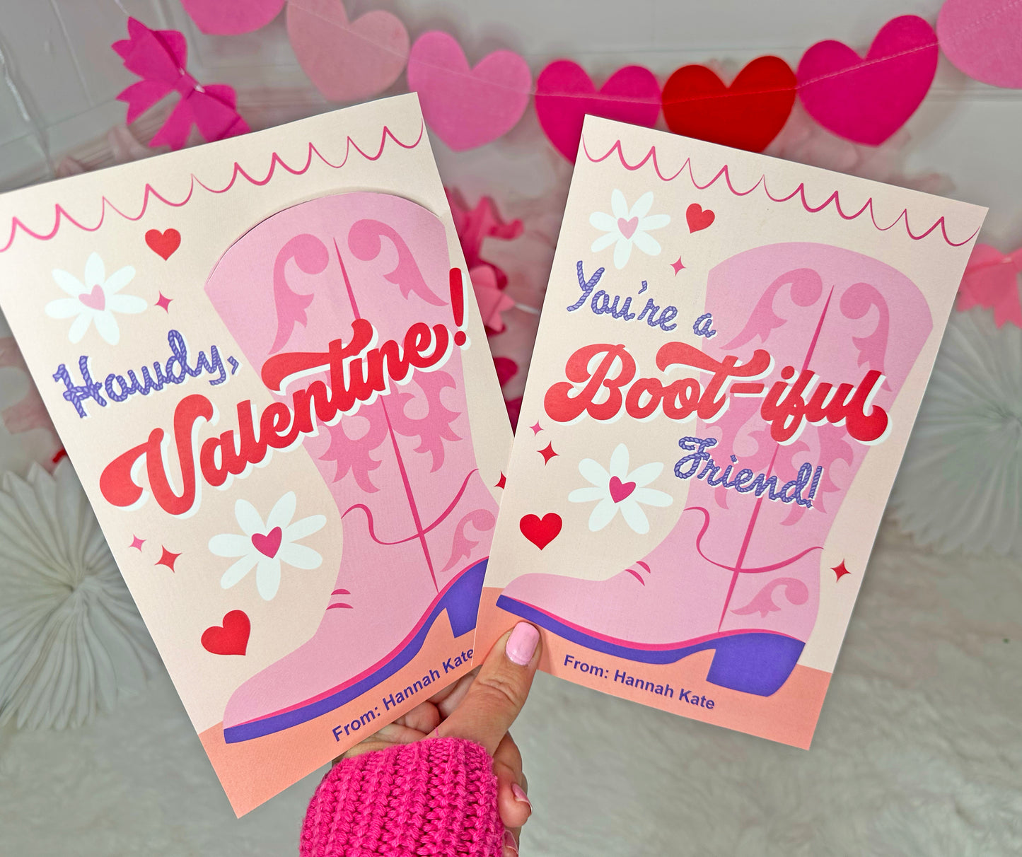 Cowgirl Boot Valentine Treat Holder Printable Cards