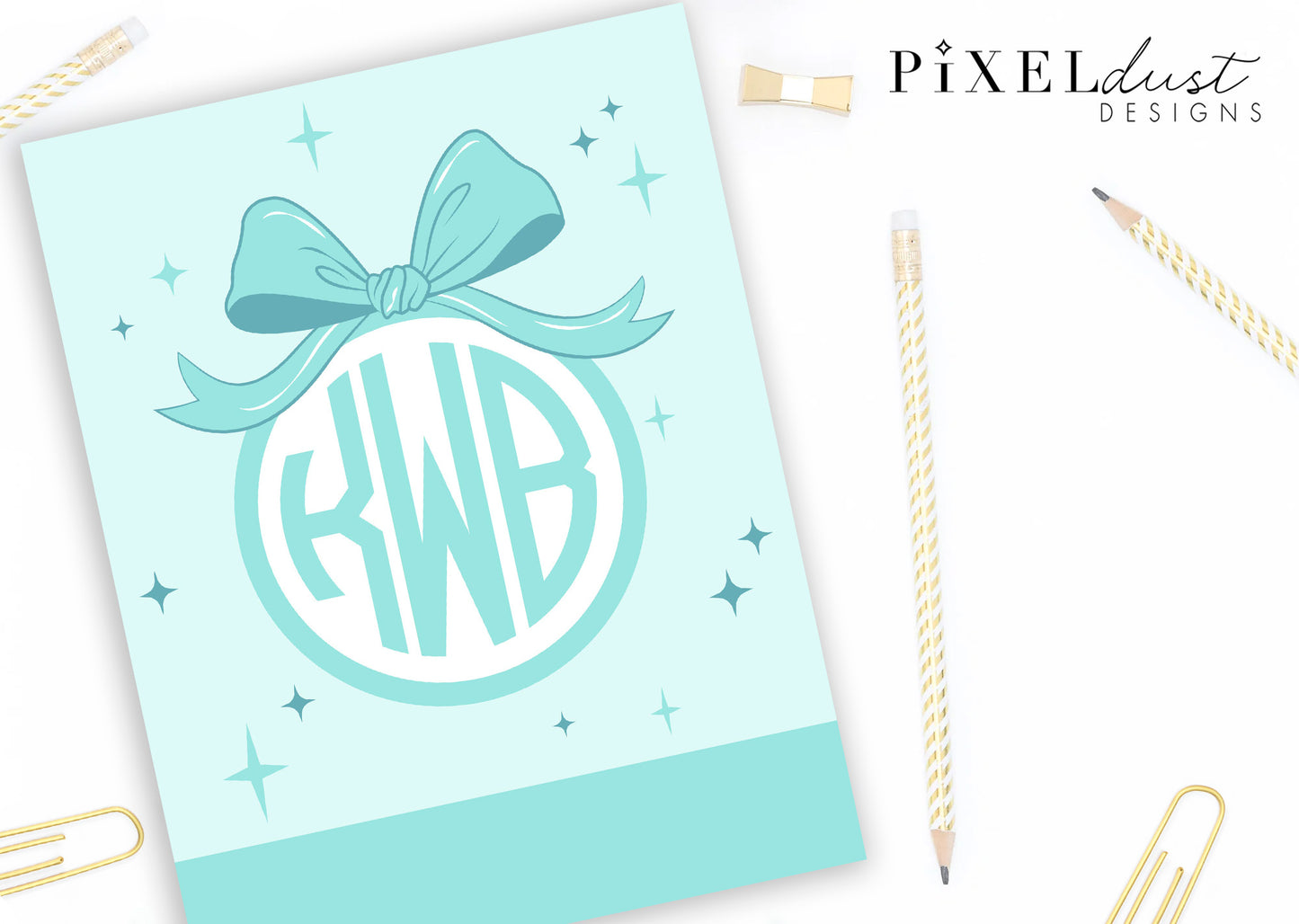 Preppy Bow Monogram Personalized Binder Cover Set