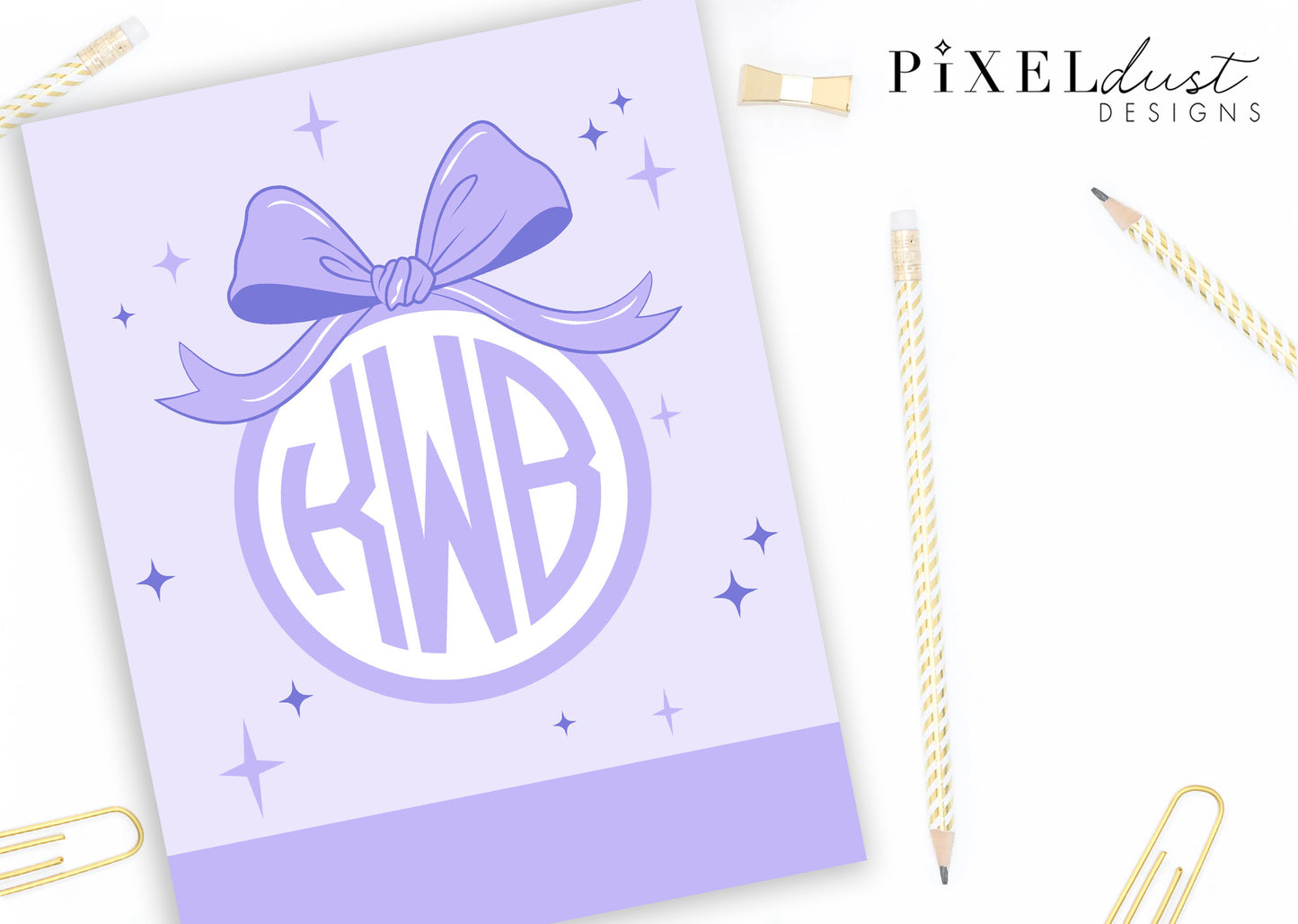 Preppy Bow Monogram Personalized Binder Cover Set