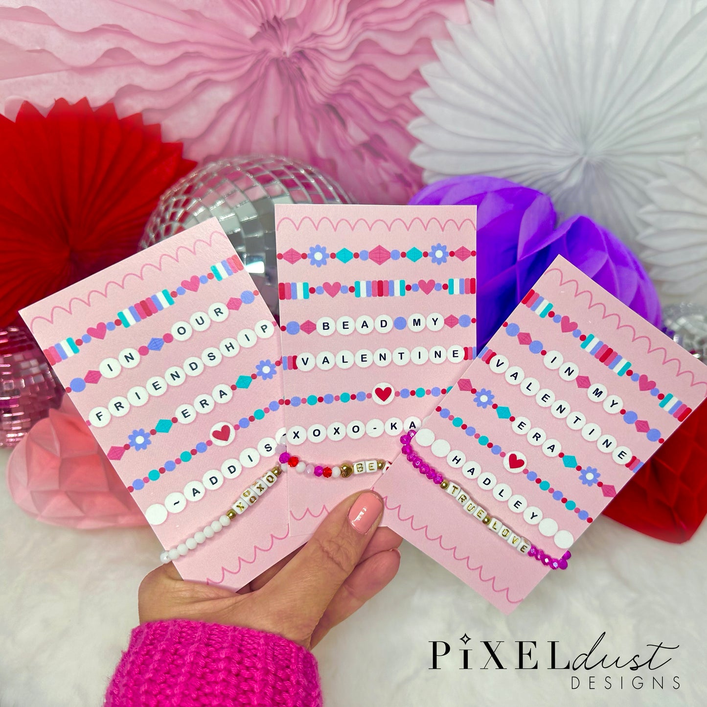 Beaded Bracelet Printable Valentine Cards