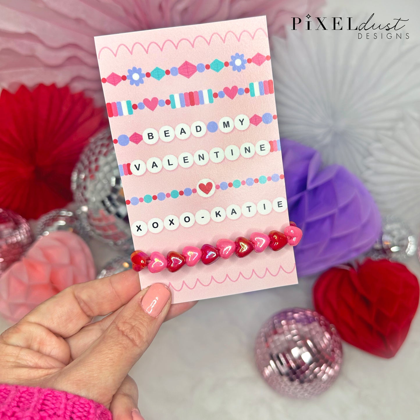 Beaded Bracelet Printable Valentine Cards