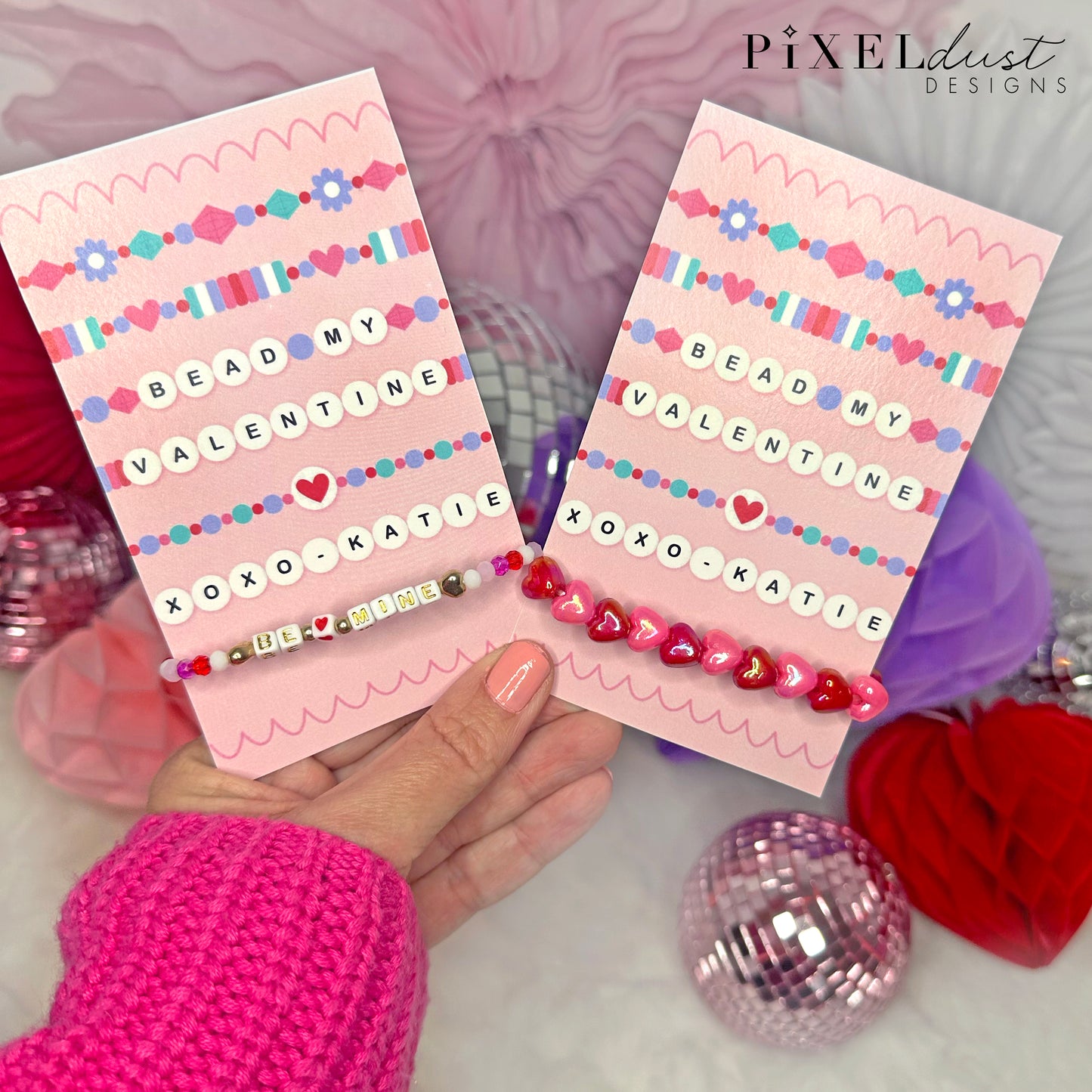 Beaded Bracelet Printable Valentine Cards