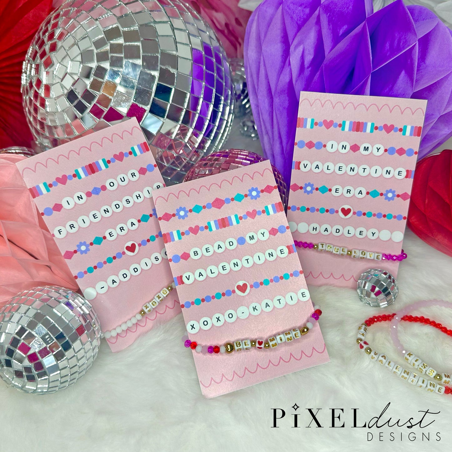 Beaded Bracelet Printable Valentine Cards
