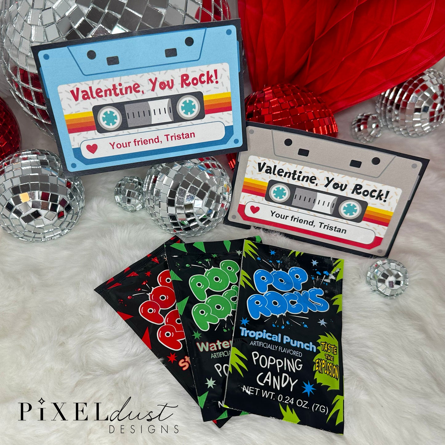 Retro Cassette Tape Valentines, You Rock Printable Valentine Cards