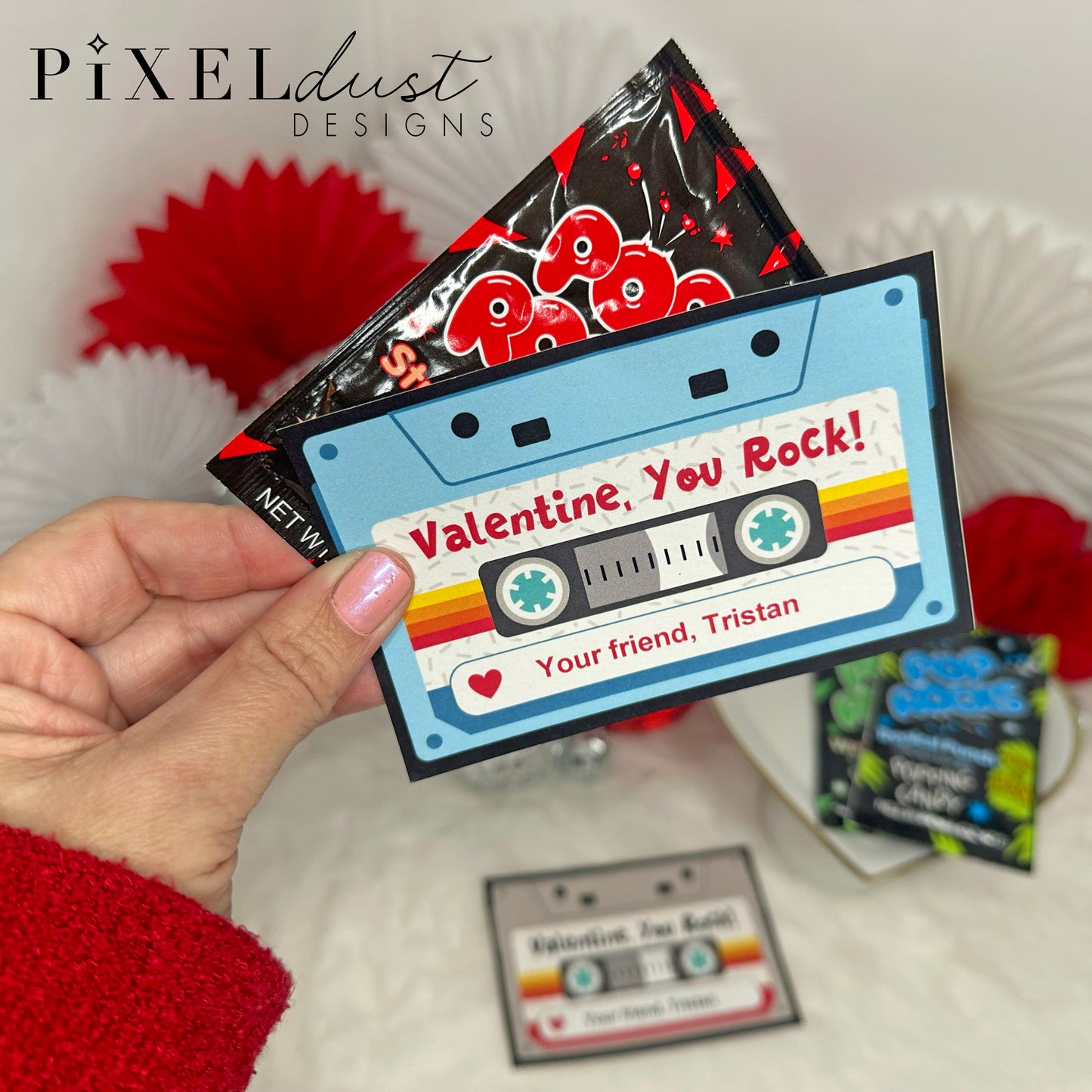Retro Cassette Tape Valentines, You Rock Printable Valentine Cards