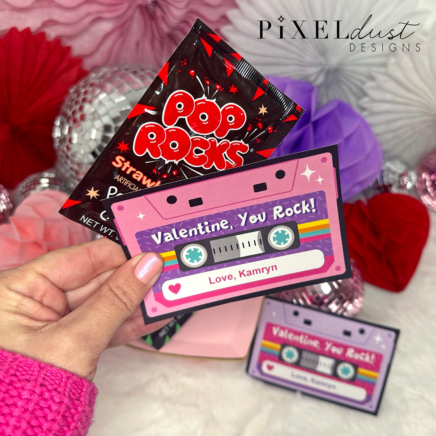 Retro Cassette Tape Valentines, You Rock Printable Valentine Cards