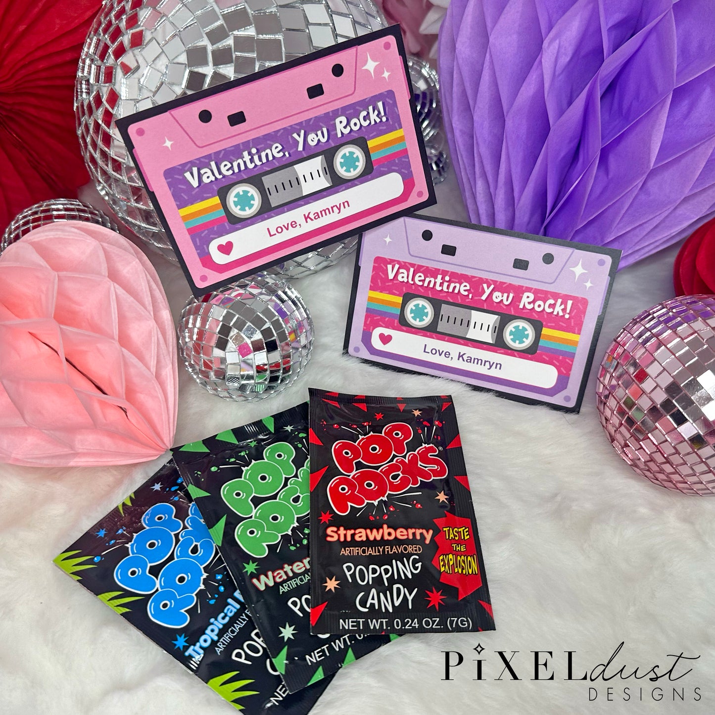 Retro Cassette Tape Valentines, You Rock Printable Valentine Cards