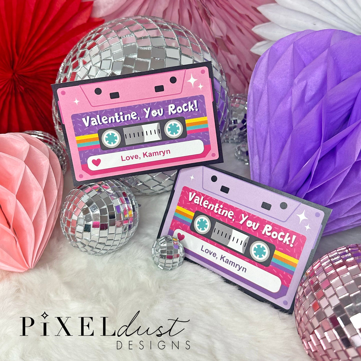 Retro Cassette Tape Valentines, You Rock Printable Valentine Cards