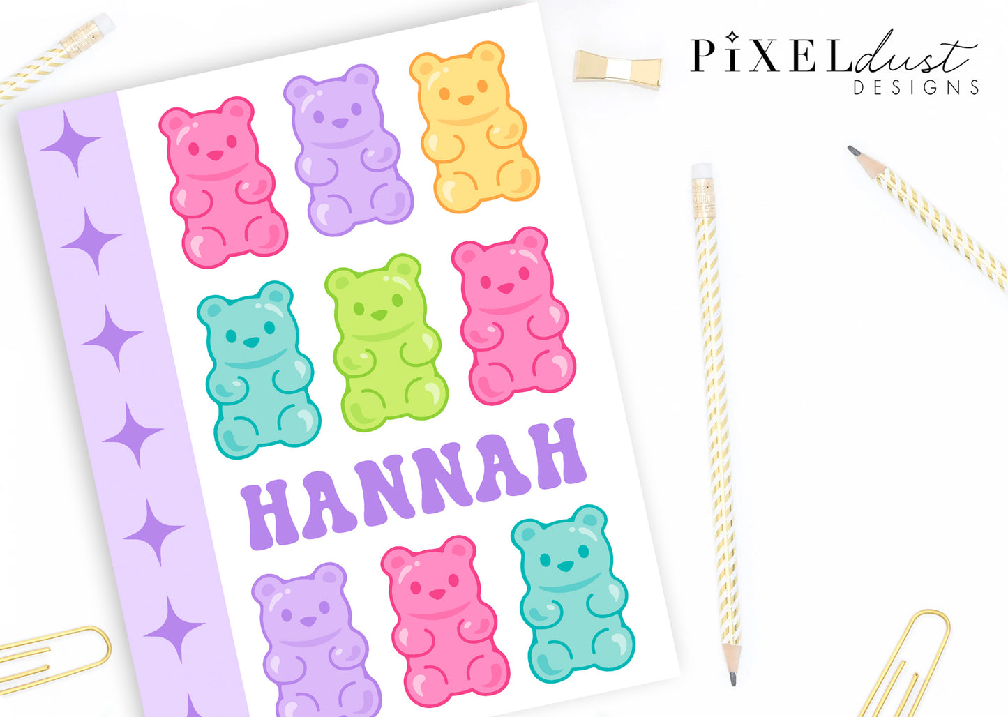 Sweet Gummy Bear Personalized Binder Cover Set