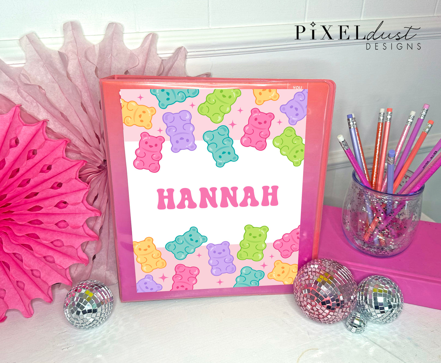 Sweet Gummy Bear Personalized Binder Cover Set