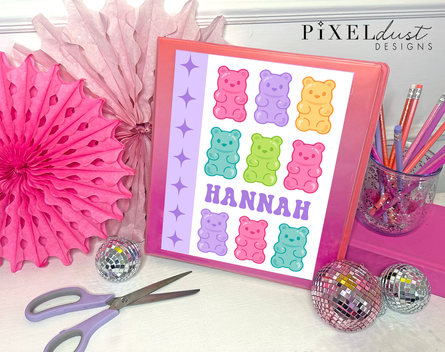 Sweet Gummy Bear Personalized Binder Cover Set