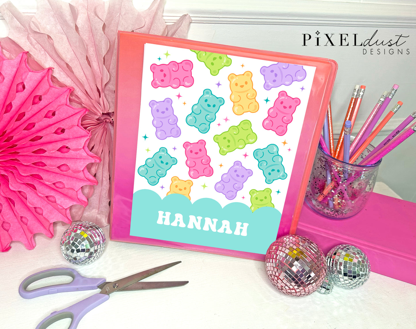 Sweet Gummy Bear Personalized Binder Cover Set