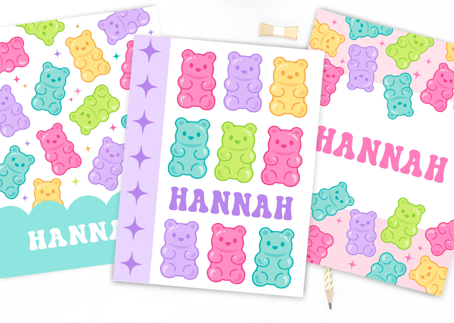 Sweet Gummy Bear Personalized Binder Cover Set