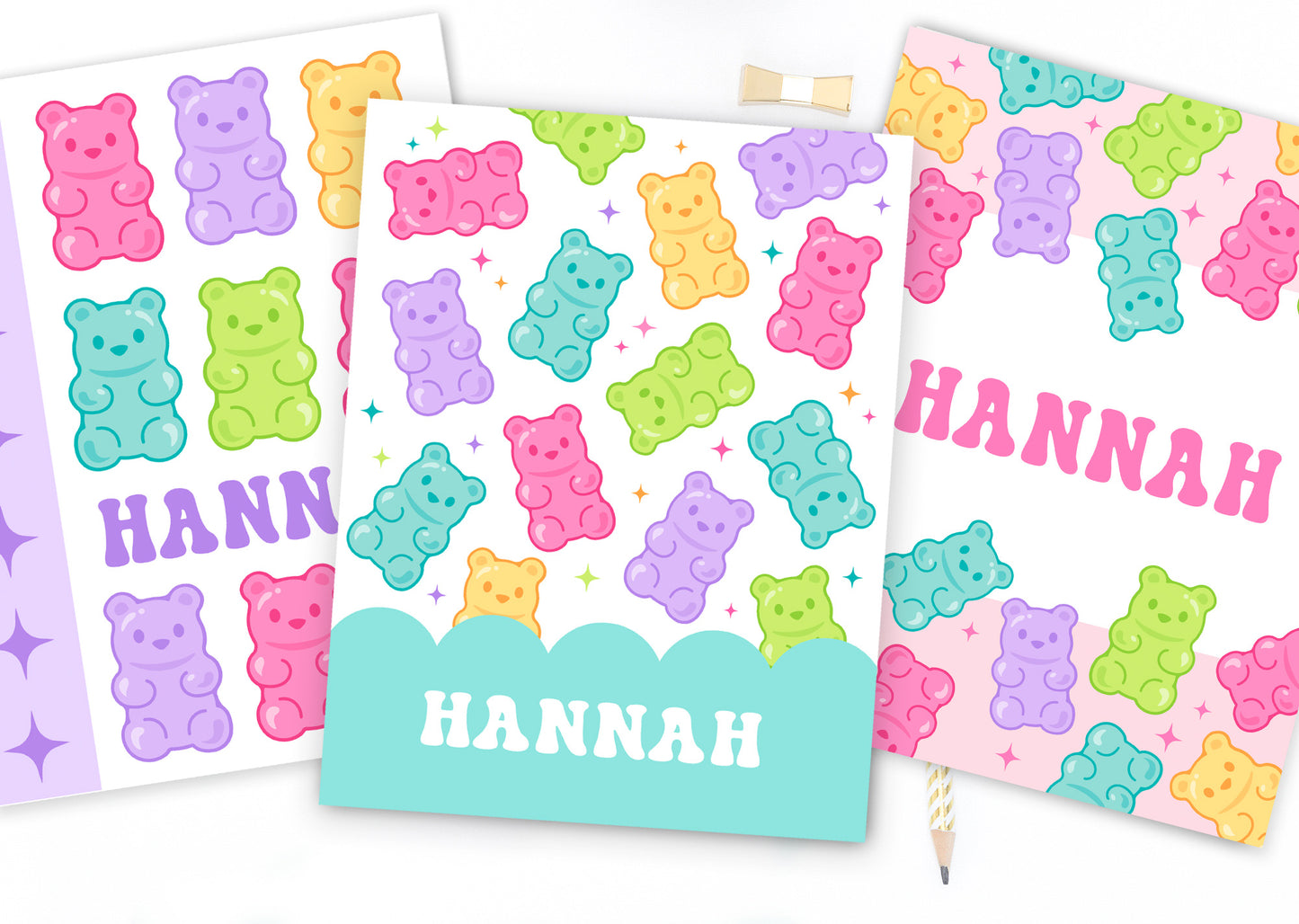 Sweet Gummy Bear Personalized Binder Cover Set