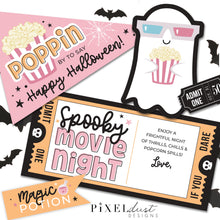 Load image into Gallery viewer, Spooky Movie Night, Halloween Movie Night Gift Basket Printables
