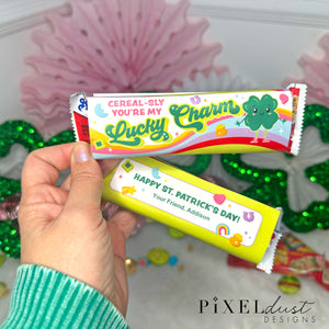 Lucky Charms Bag Topper and Cereal Bar Wrappers, Printable St. Patrick's Day Treat