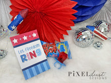 Load image into Gallery viewer, Let Freedom RING Printable Ring Pop Tags, 4th of July Party Favors
