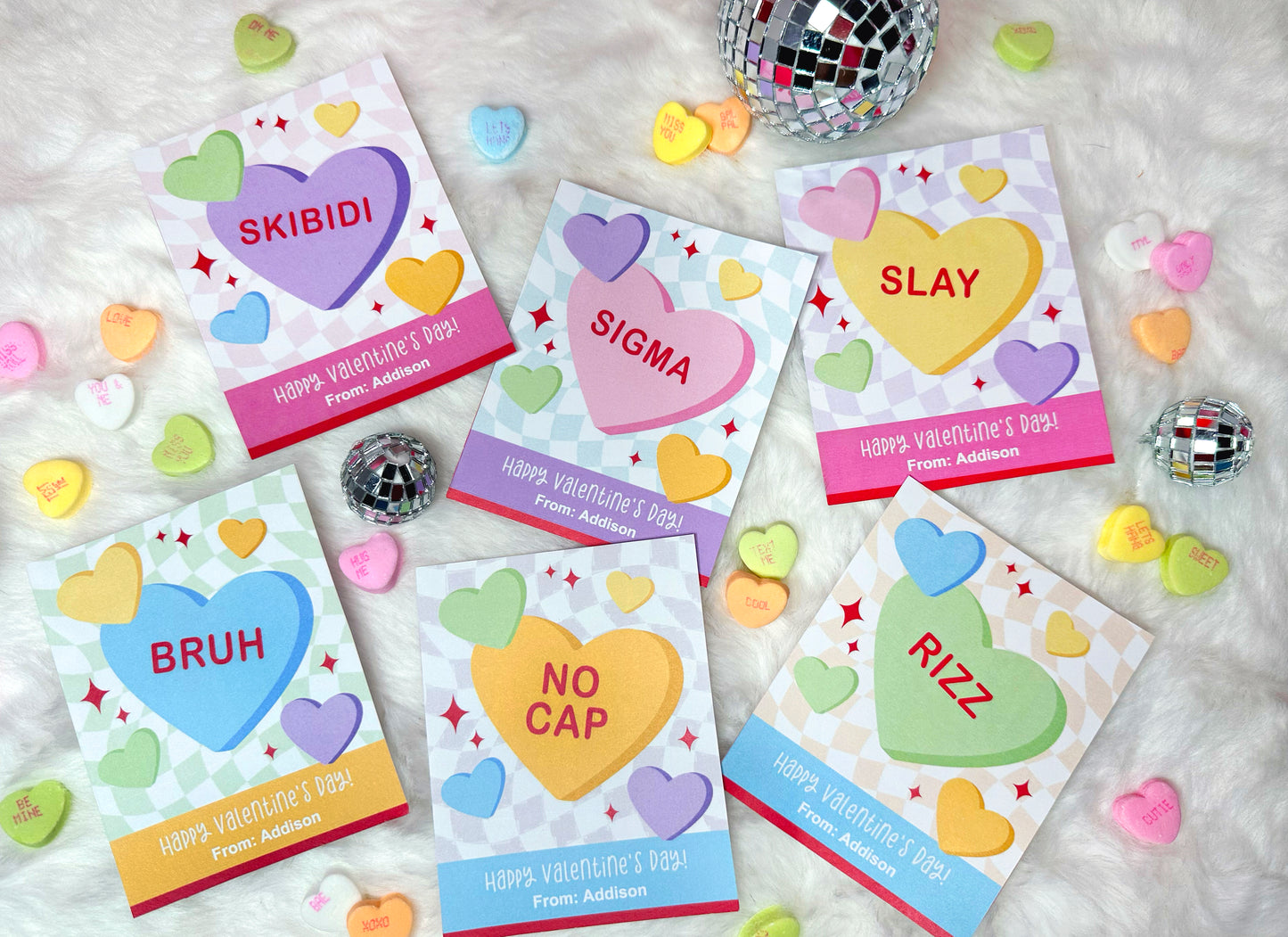 Printable Teen Slang Conversation Hearts Valentine Cards