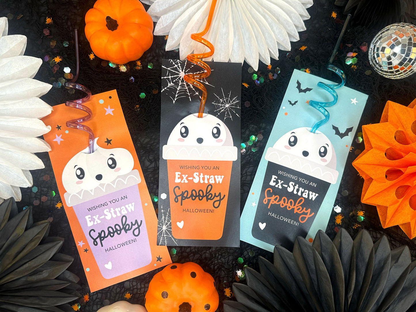 Spooky Silly Straw Printable Halloween Cards