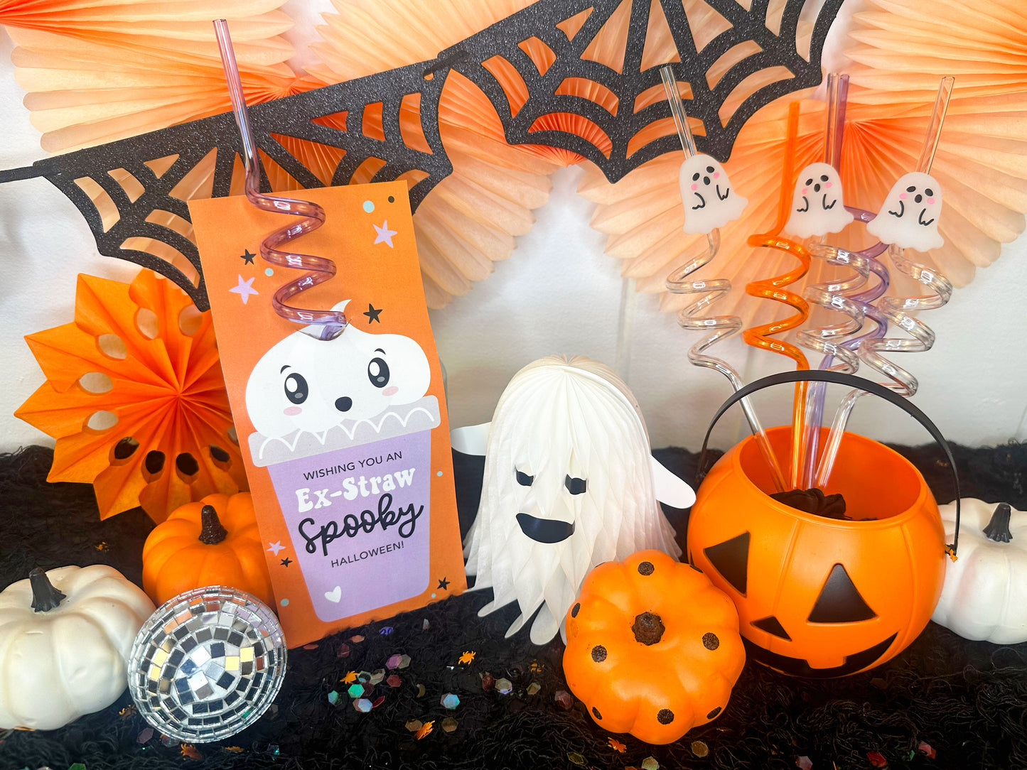 Spooky Silly Straw Printable Halloween Cards