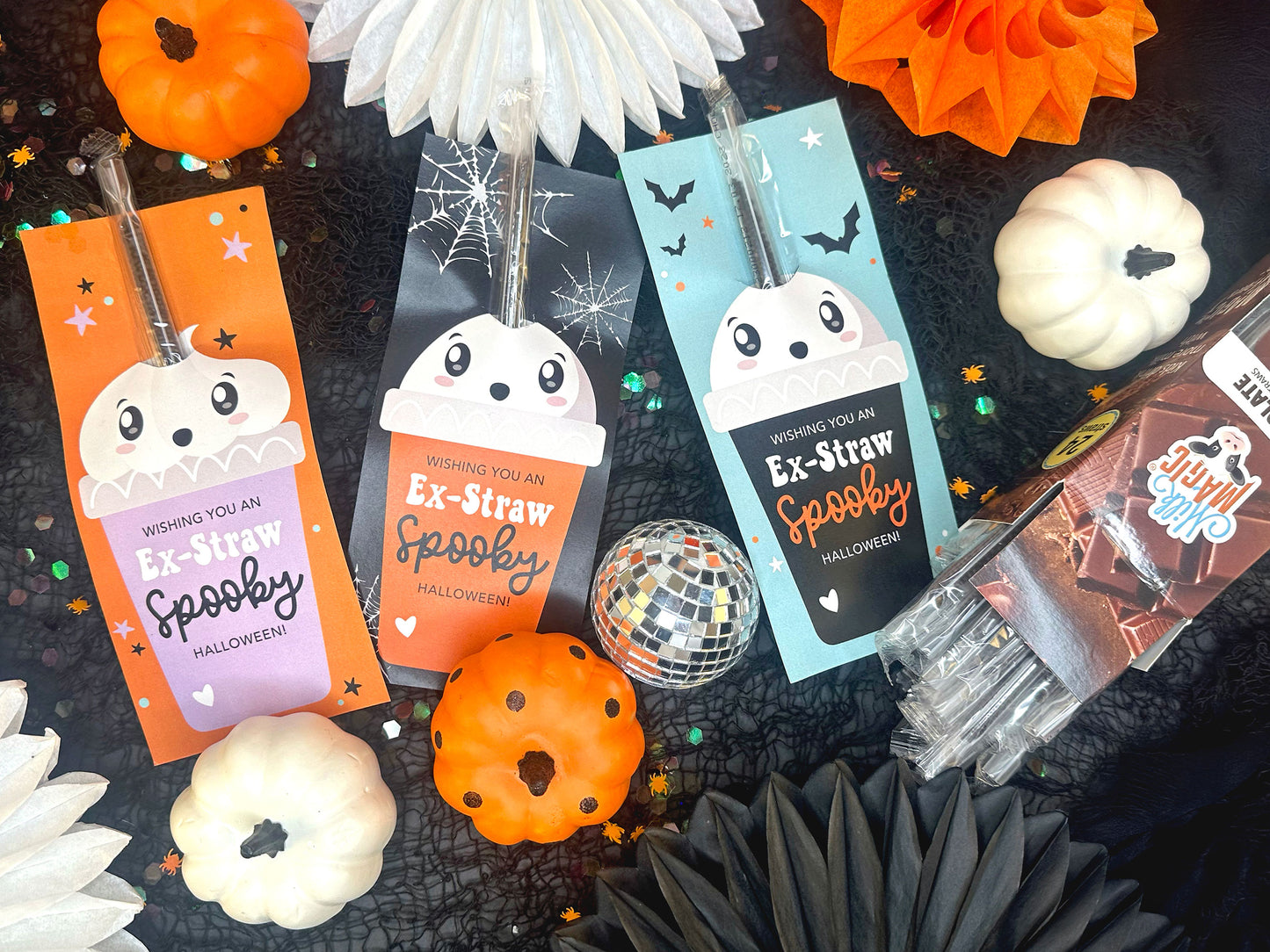 Spooky Silly Straw Printable Halloween Cards