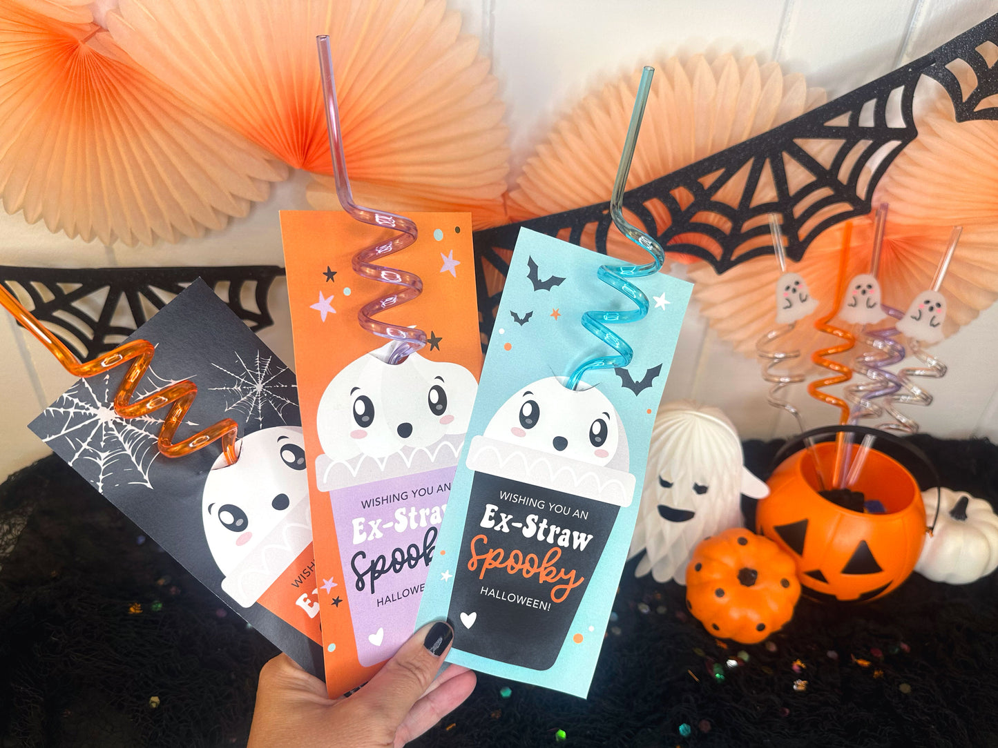 Spooky Silly Straw Printable Halloween Cards