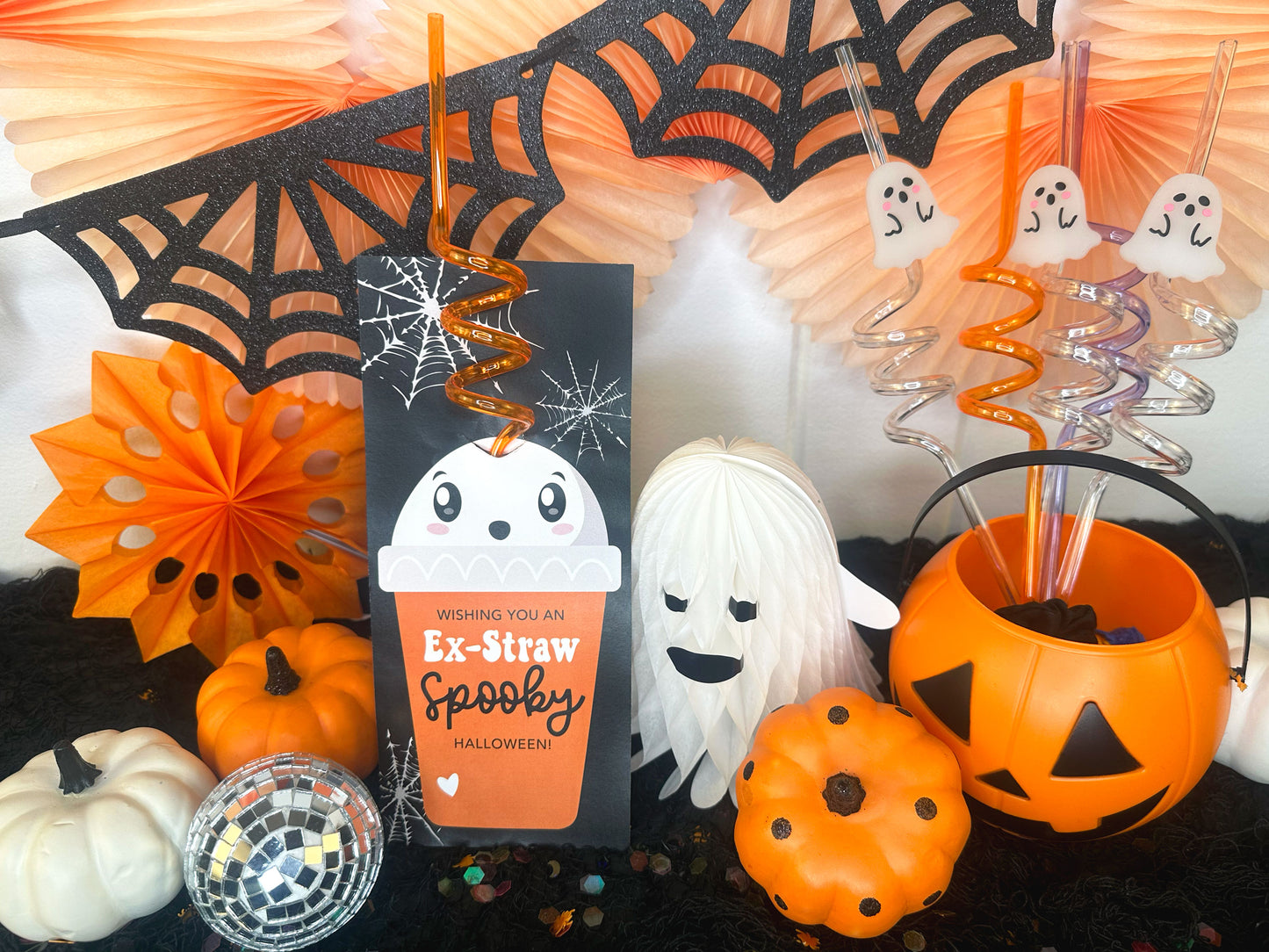 Spooky Silly Straw Printable Halloween Cards