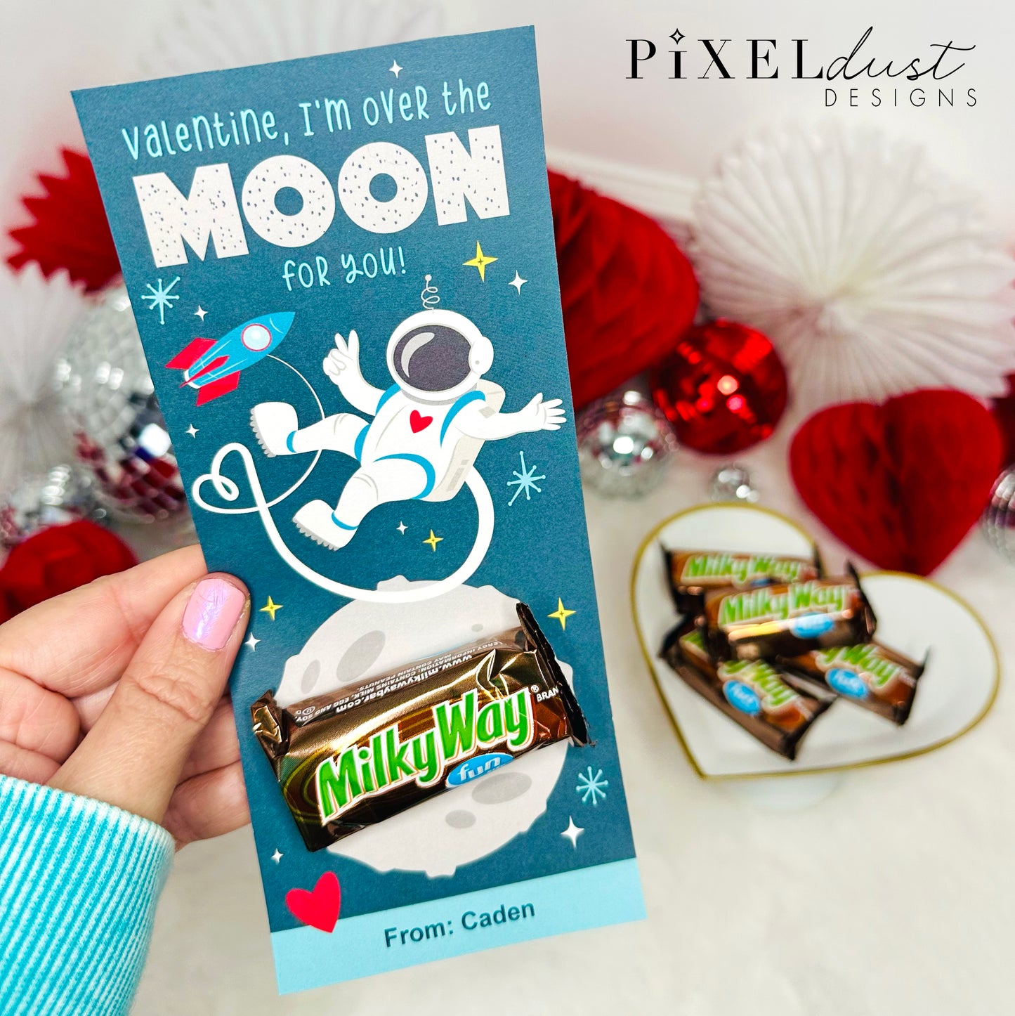 Astronaut Printable Classroom Valentine Cards for Kids