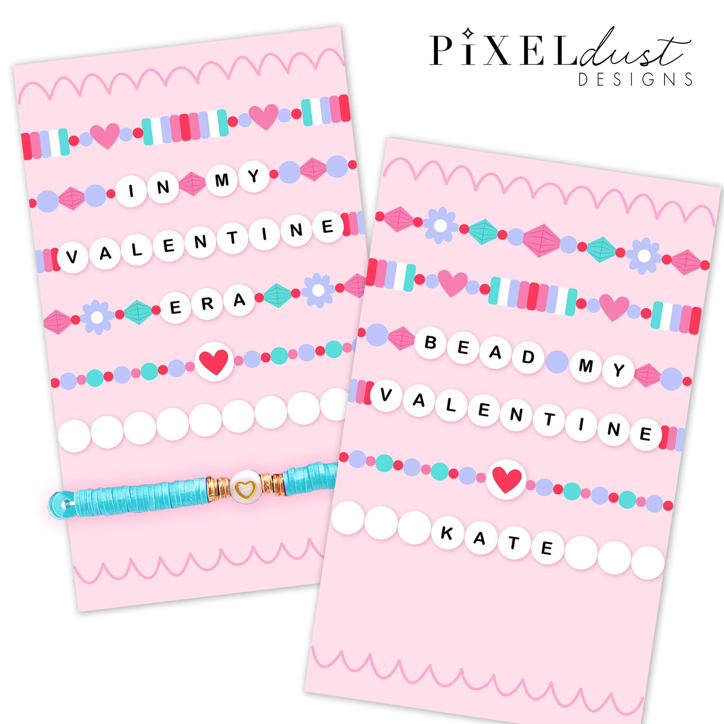 Beaded Bracelet Printable Valentine Cards