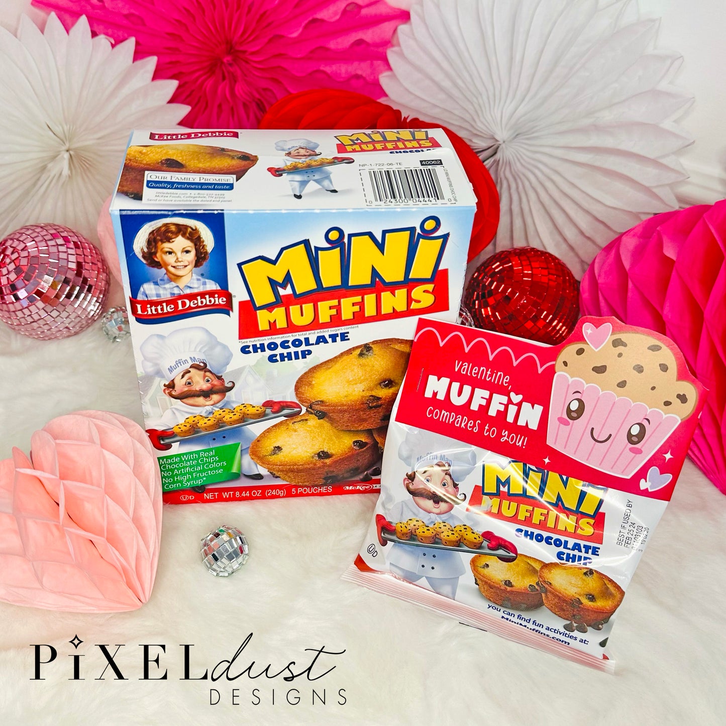 Mini Muffin Bag Topper Valentines, Printable Classroom Valentine Cards