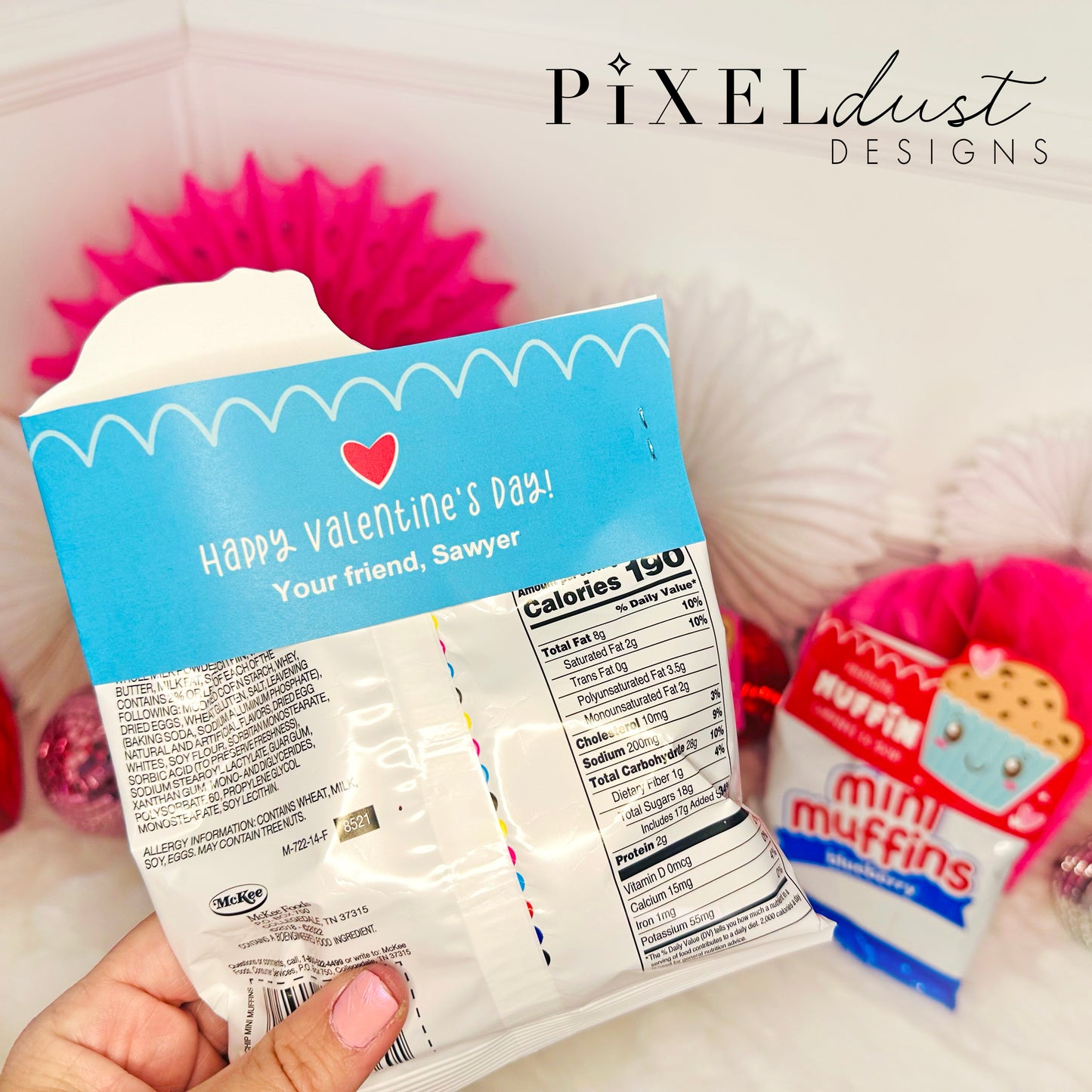 Mini Muffin Bag Topper Valentines, Printable Classroom Valentine Cards