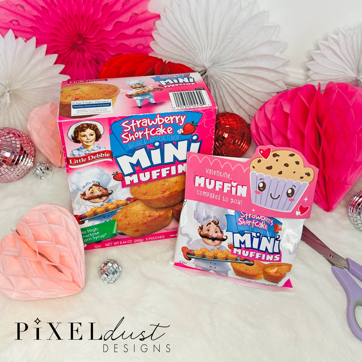 Mini Muffin Bag Topper Valentines, Printable Classroom Valentine Cards