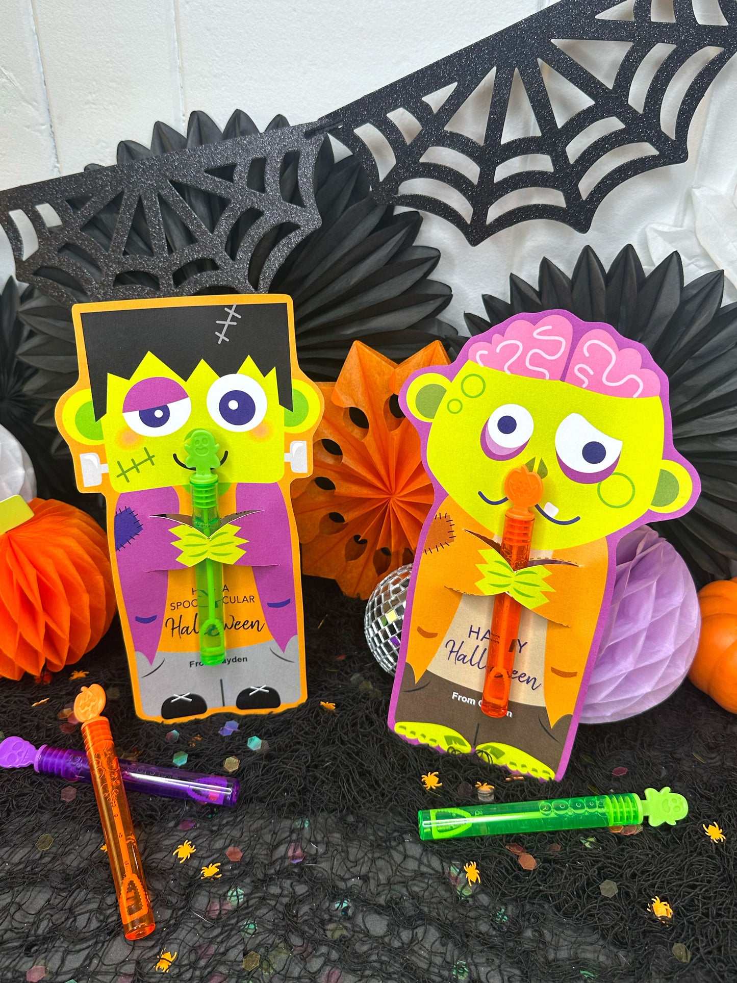 Frankenstein & Zombie Halloween Treat Holder Printable Cards