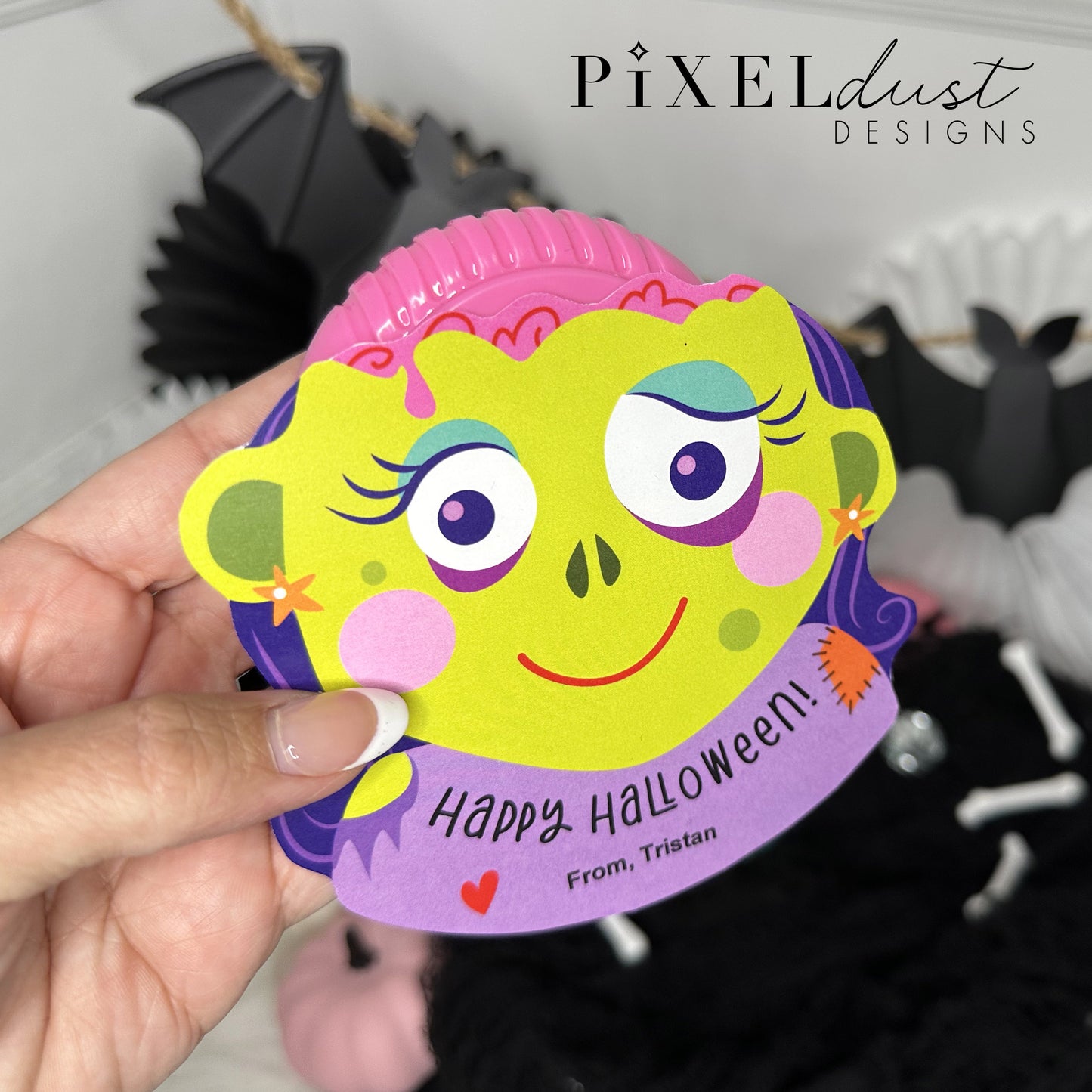 Bubble Tape bubblegum Zombie Brain Printable Halloween Cards