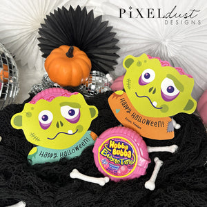 Bubble Tape bubblegum Zombie Brain Printable Halloween Cards