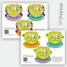 Load image into Gallery viewer, Cotton Candy Zombie Brain Printable Halloween Cards
