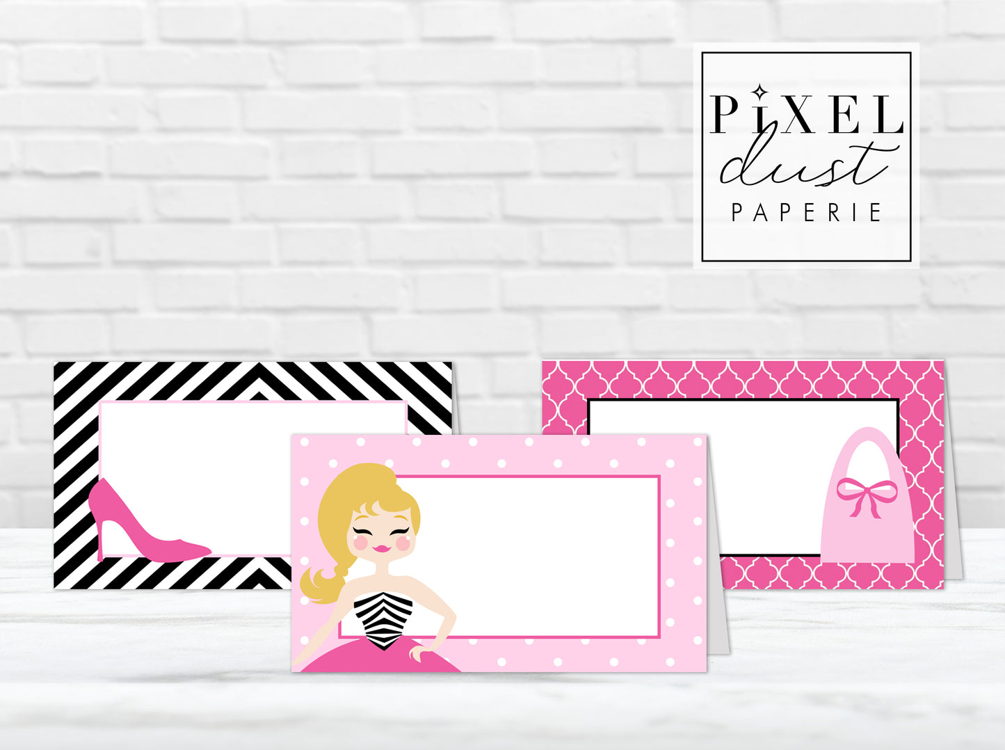 Classic Doll Birthday Party Food Tent Cards Printable File