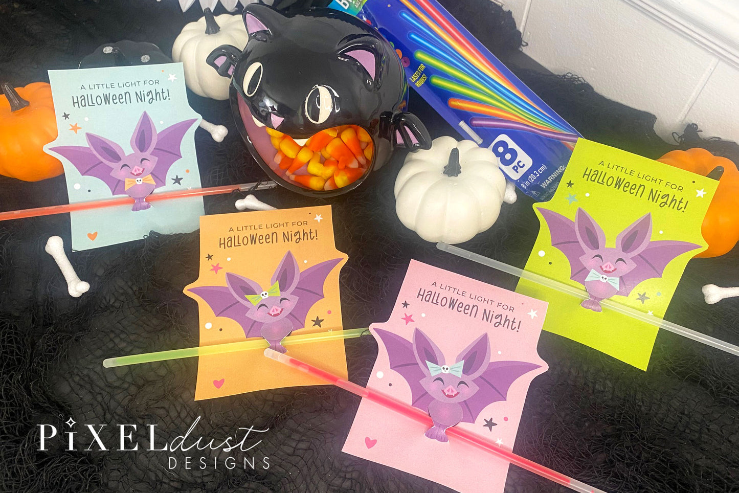 Cute Bat Treat Holder Printable Halloween Cards