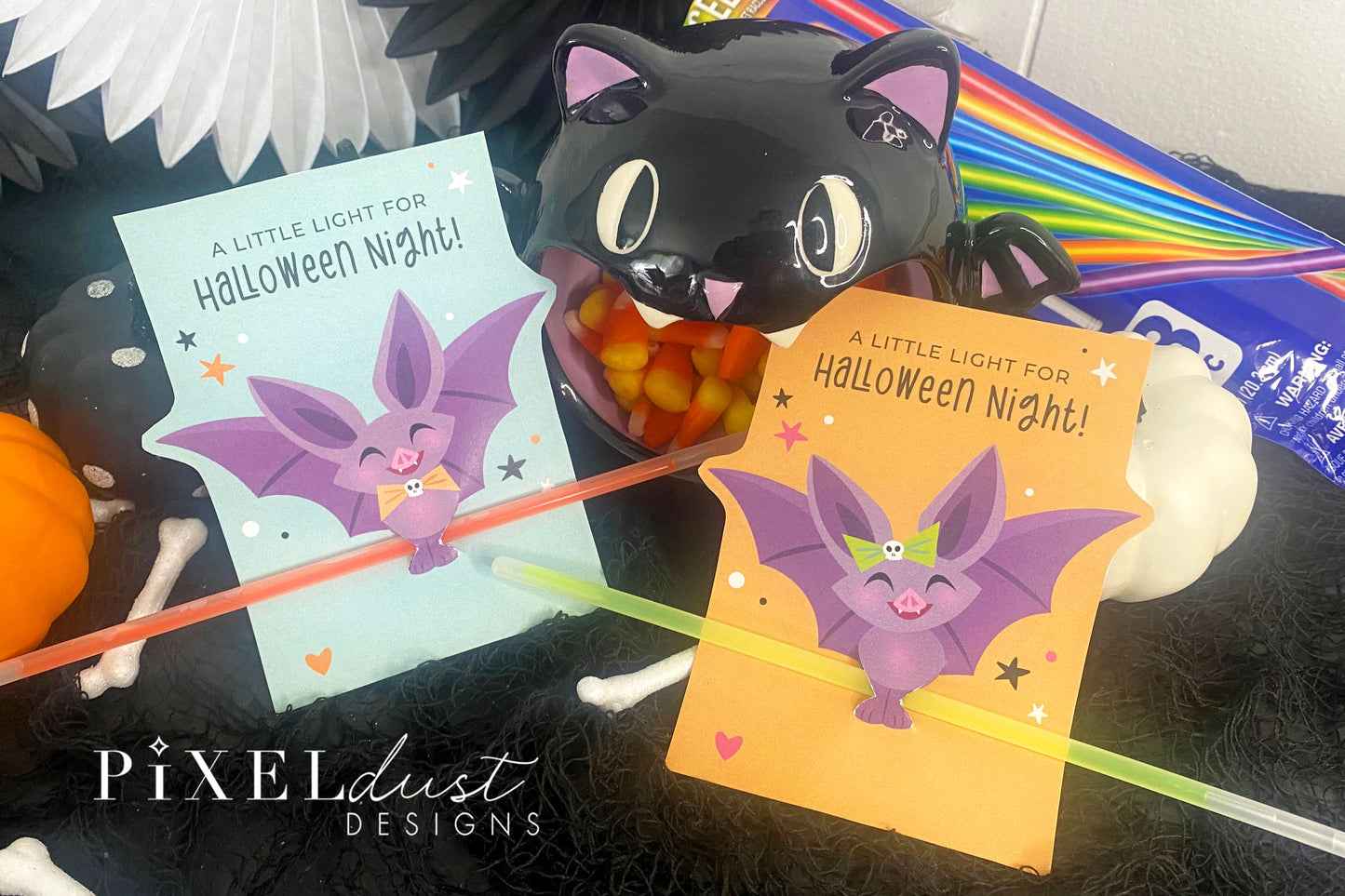 Cute Bat Treat Holder Printable Halloween Cards