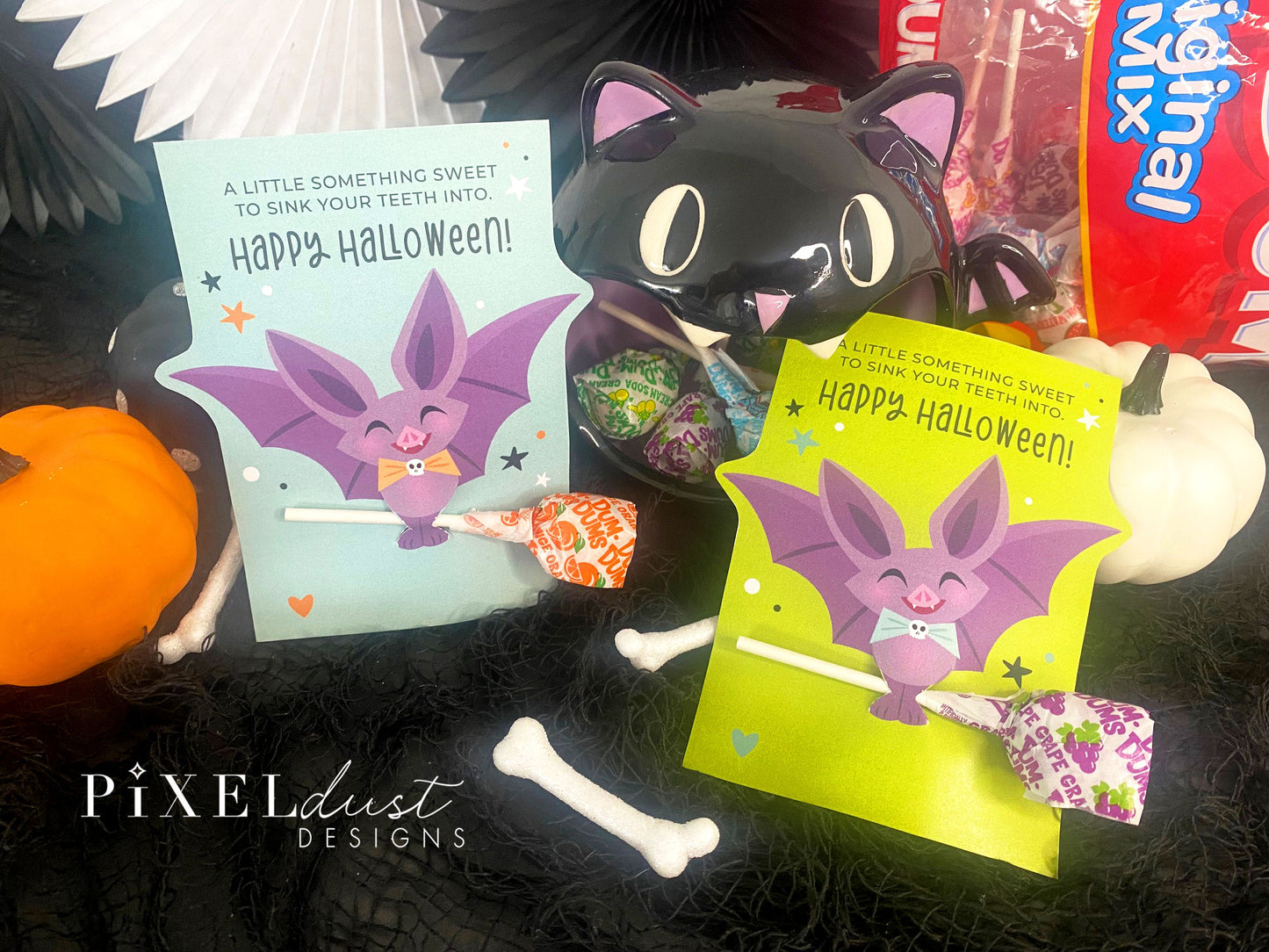 Cute Bat Treat Holder Printable Halloween Cards