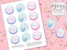Load image into Gallery viewer, Purrrmaid Cat Birthday Party Printable Cupcake Toppers / Picks
