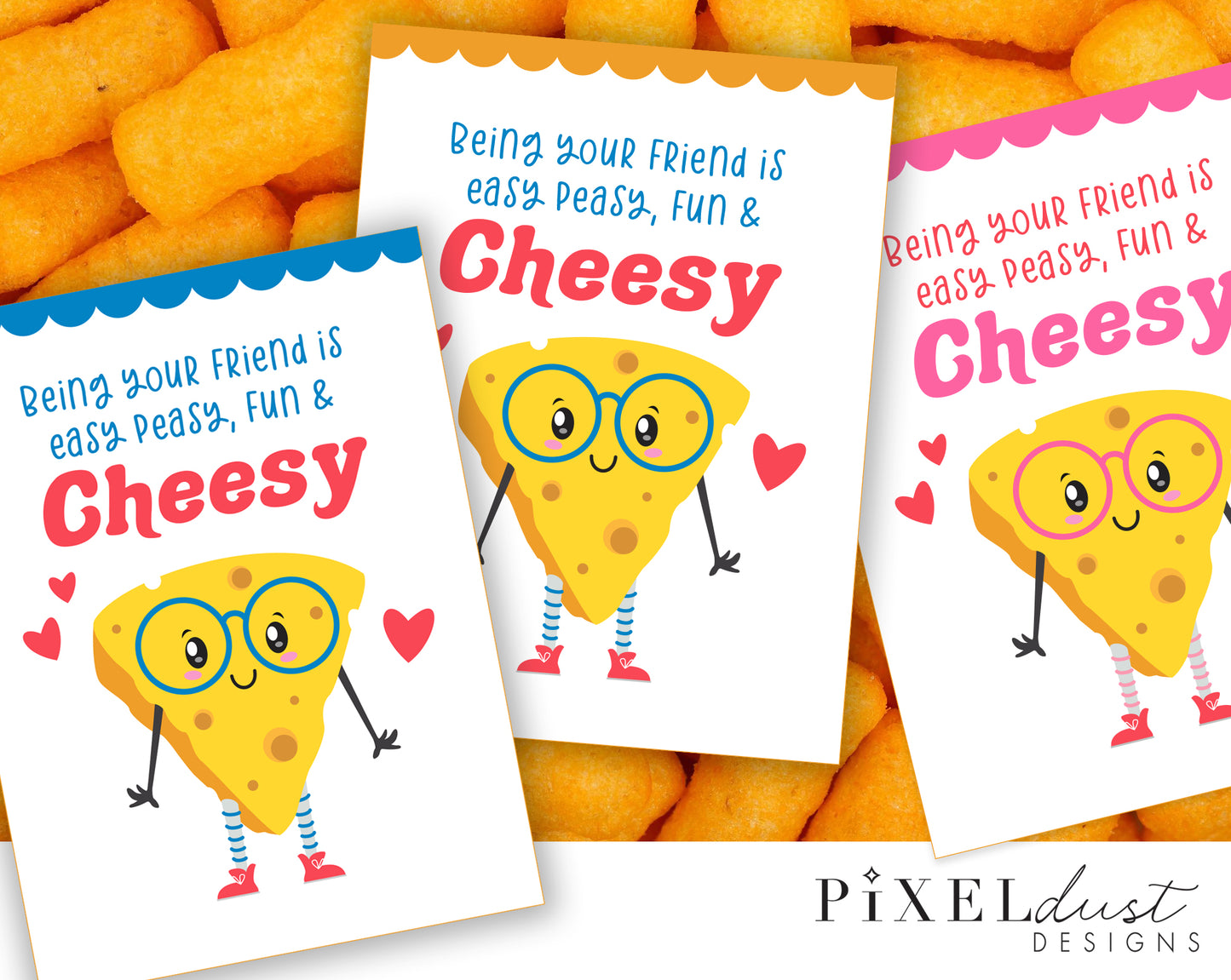 Cheesy Cheese Printable Valentine Cards for Kids