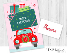 Load image into Gallery viewer, Retro Car Printable Christmas Gift Card Holder - Pink
