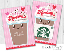 Load image into Gallery viewer, Valentine&#39;s Day Coffee Printable Gift Card Holder
