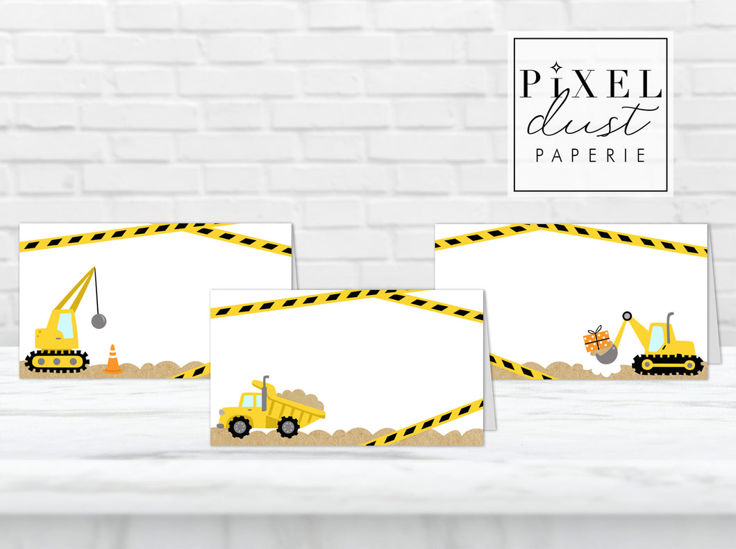 Construction Birthday Party Food Label Tent Cards Printable File