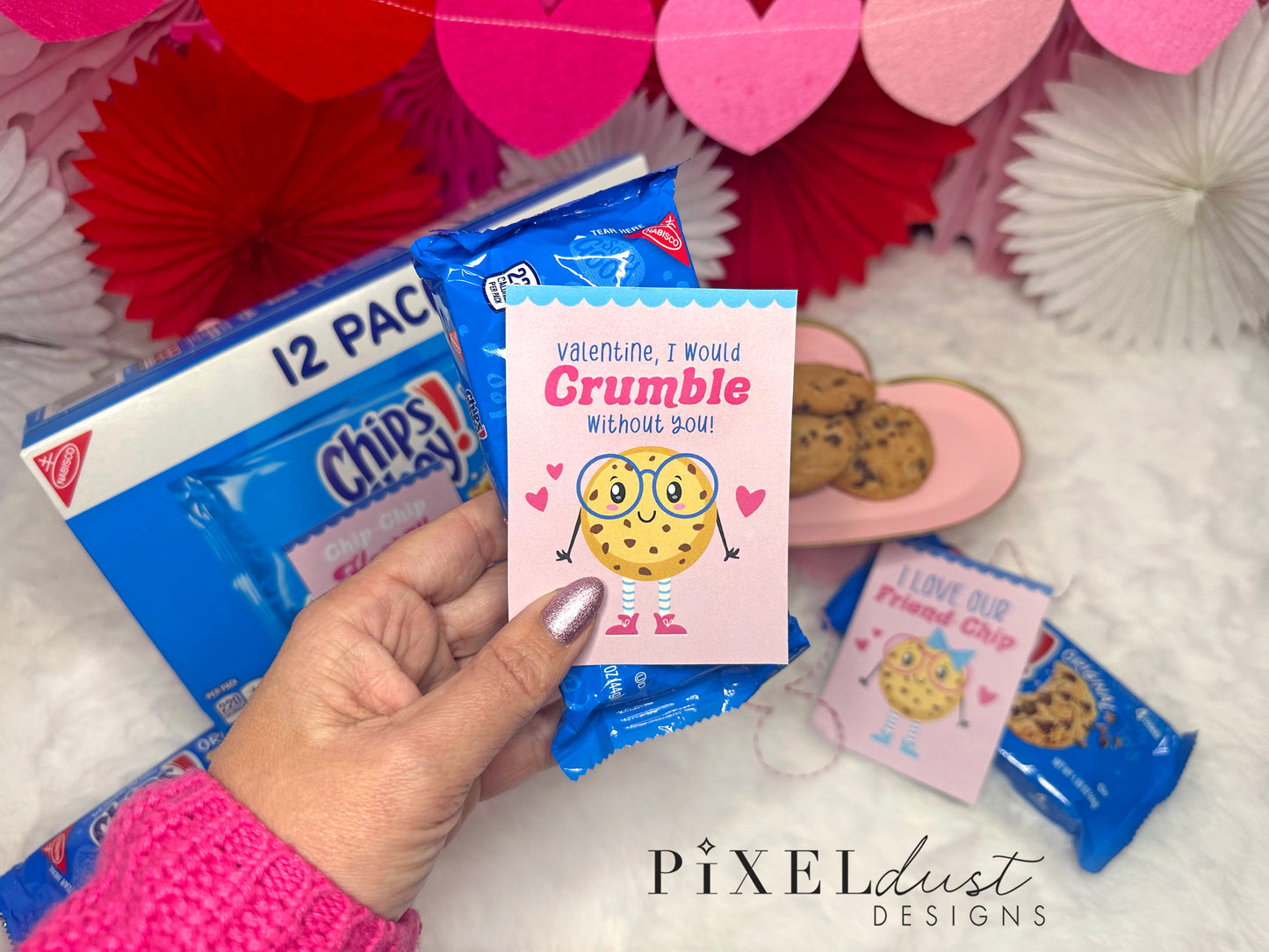Chocolate Chip Cookie Printable Pink Valentines