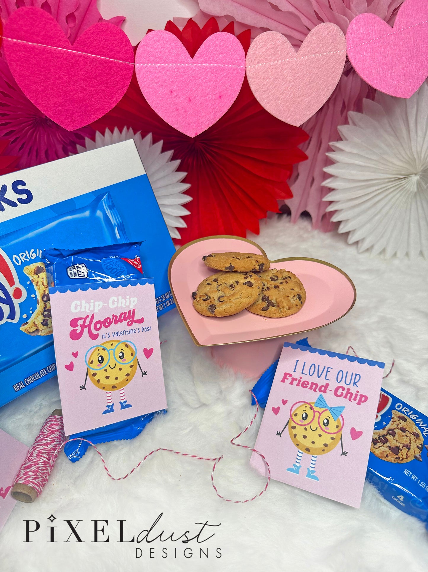 Chocolate Chip Cookie Printable Pink Valentines