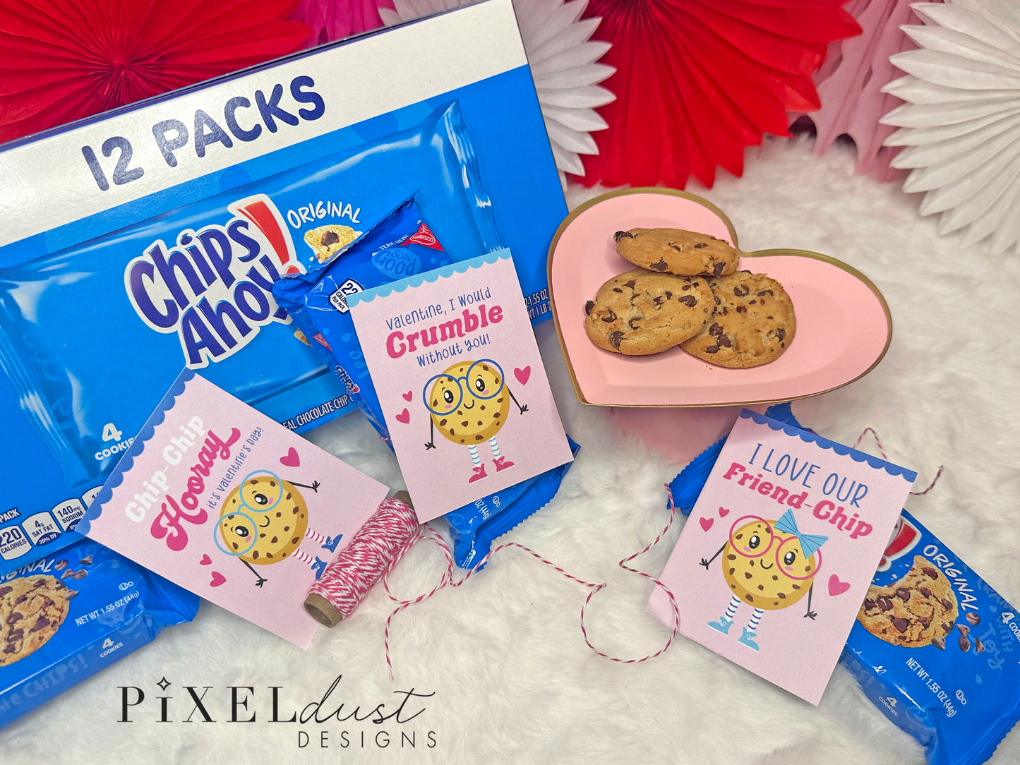 Chocolate Chip Cookie Printable Pink Valentines
